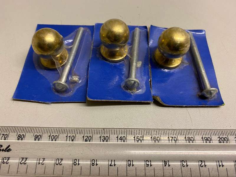 20mm brass door knobs - 3 pieces