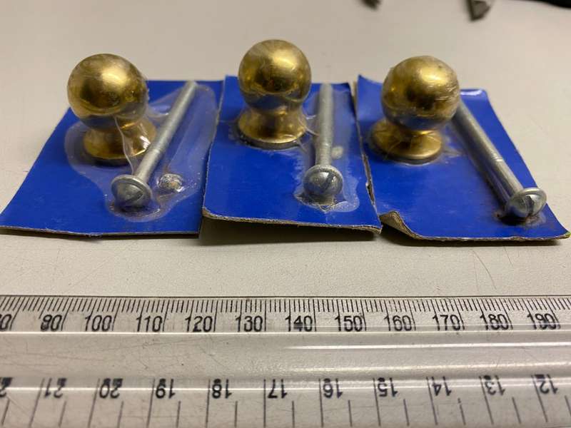20mm brass door knobs - 3 pieces