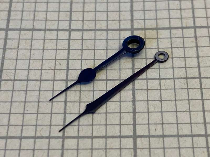 Blued pocket watch hands