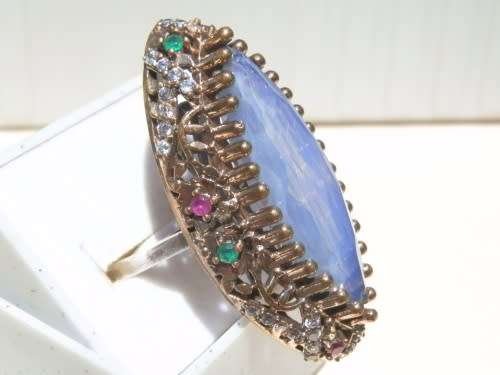 Sterling silver multi gem ring - weight 11.3 g