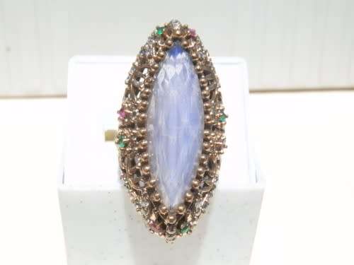 Sterling silver multi gem ring - weight 11.3 g
