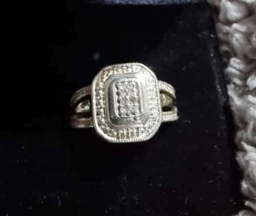 Silver and 9ct gold inlay ring