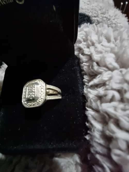 Silver and 9ct gold inlay ring