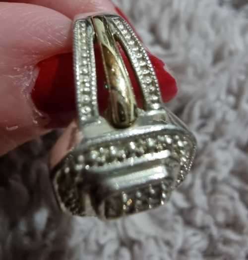 Silver and 9ct gold inlay ring