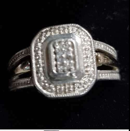 Silver and 9ct gold inlay ring
