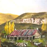 Eastern Free State Sandstone Farm house. 15x15 cm on canvas
