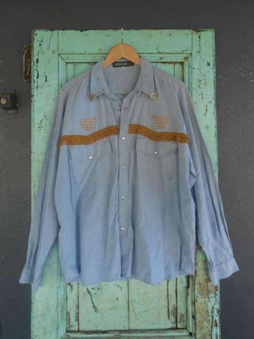 Boho Denim Fringed Top (Large)