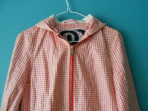 Vintage Red and White Checked Rain Coat (XS / Small)
