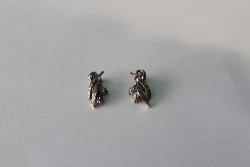 Vintage Silver Coloured Earrings with Stones (Clip On)
