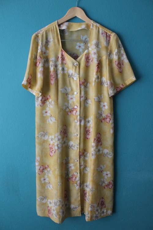 90's Button Up Semi Sheer Dress (Medium / Large)