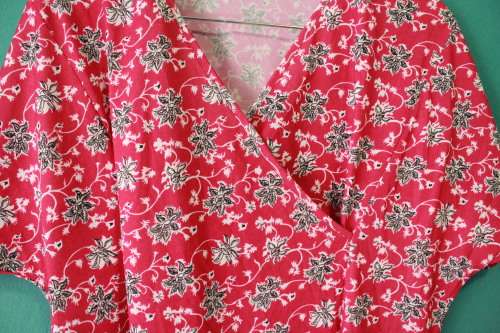 Vintage Pink Dress with Black Floral Detail (Large / XL)