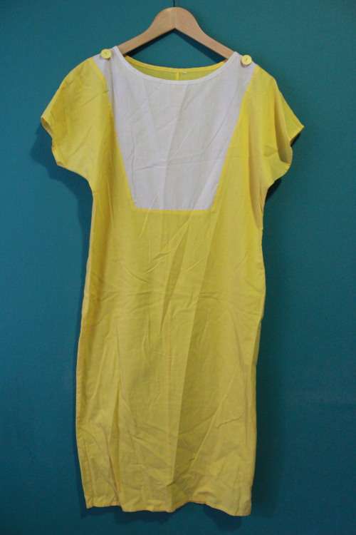 Vintage Yellow Cotton Dress (Small / Medium)
