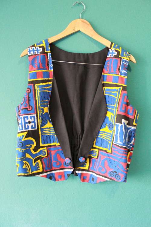 Vintage Aztec Print Funky Waist Coat (Large)