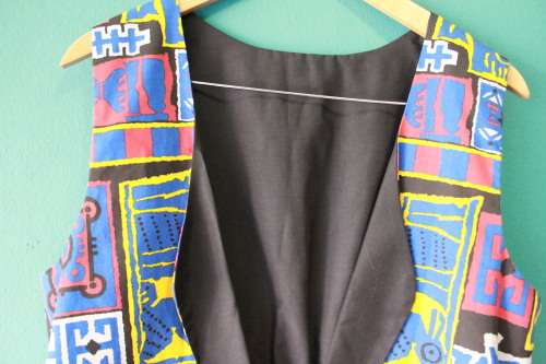 Vintage Aztec Print Funky Waist Coat (Large)