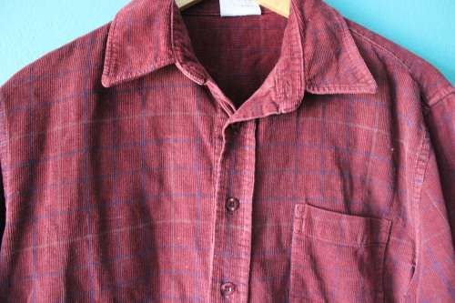 Vintage 90's Maroon Corduroy Check Shirt (Small / Medium)