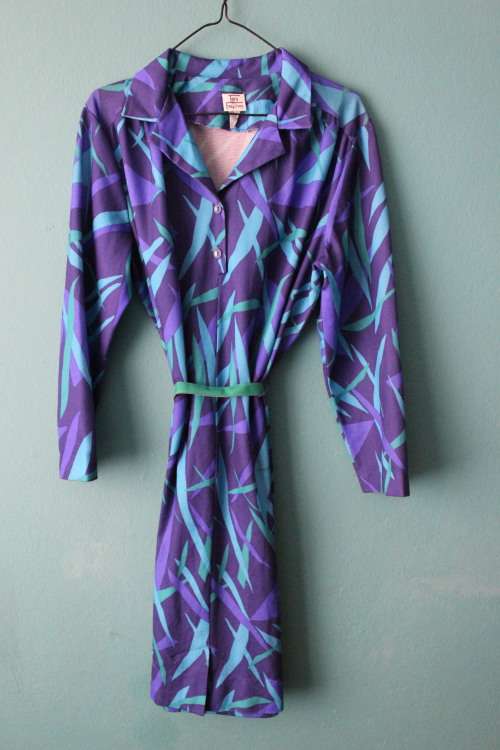 Stunning Graphic Print Blue and Green Dress (Small / Medium)