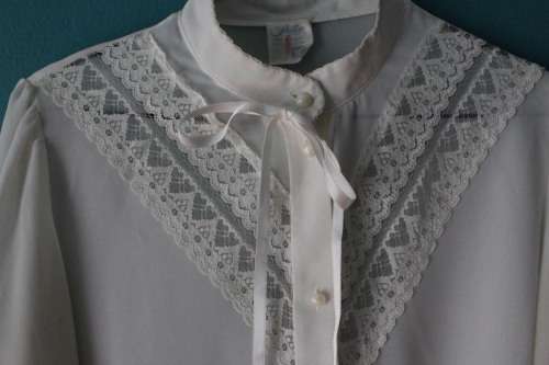 Vintage White Semi Sheer Blouse / Shirt (Size 8)