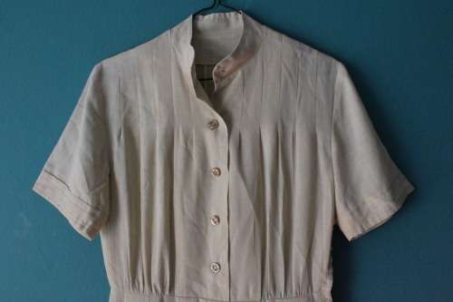 Vintage High Neck Beige Dress (Small)