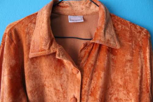 Vintage 90's Velvet Orange Long Sleeved Top (Medium)