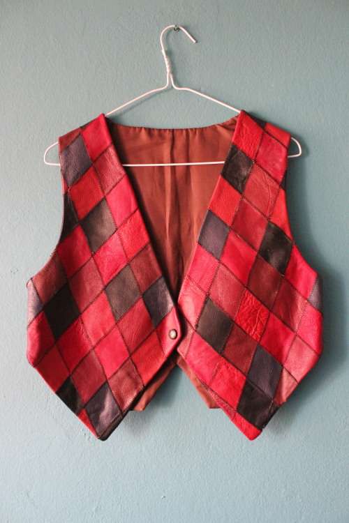 Vintage Patchwork Leather Vest (Small . Medium)
