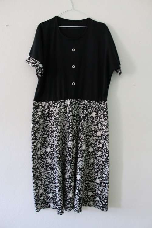 Vintage Black and White Day Dress (XL / 2XL)