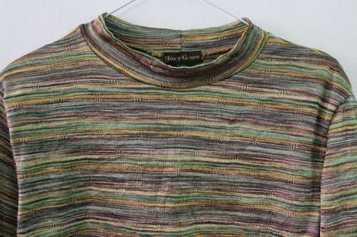 Vintage 90's Stretch Metallic Long sleeved Shirt (Medium / Large)