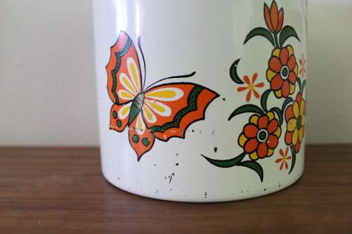 Set of Two Vintage Enamelled Tins / Containers