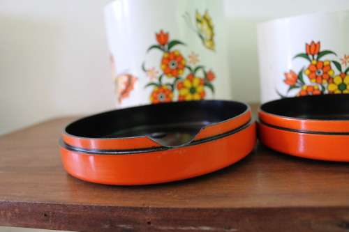 Set of Two Vintage Enamelled Tins / Containers