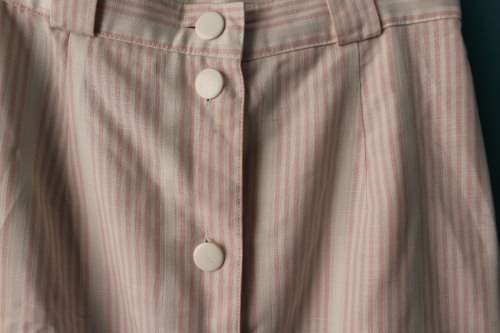 Vintage Pink and White Striped Button Up Skirt (Medium / Large)