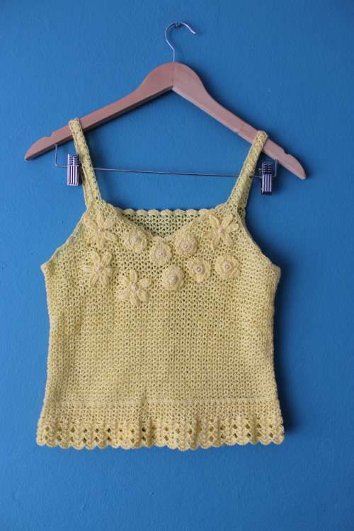 Vintage Yellow Crocheted Top (Small / Medium)