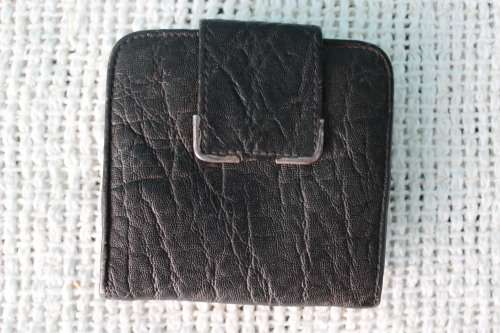 Black Vintage Elephant Hide Purse (9 x 9cm)