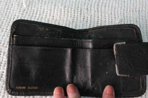 Black Vintage Elephant Hide Purse (9 x 9cm)