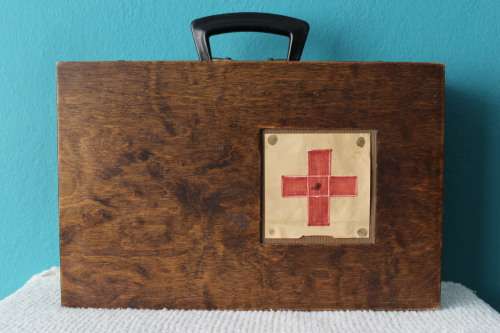 Vintage Medicine Box (Top: 23 x 35cm - stands 13cm tall)