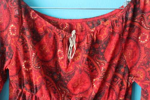 Boho Red Shirt (Semi Sheer) Large