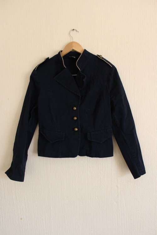 Navy Vintage Style Military Jacket (Size 12)