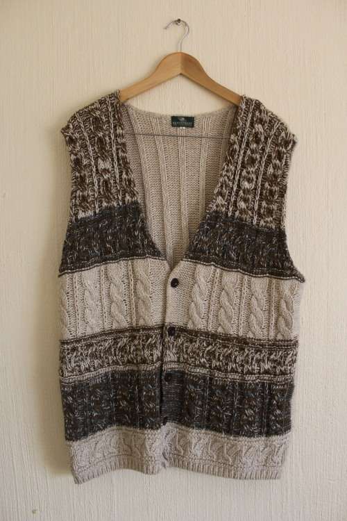 Brown and Beige Knit Waist Coat (XL / 2XL)