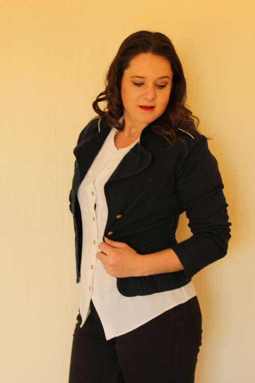 Navy Vintage Style Military Jacket (Size 12)