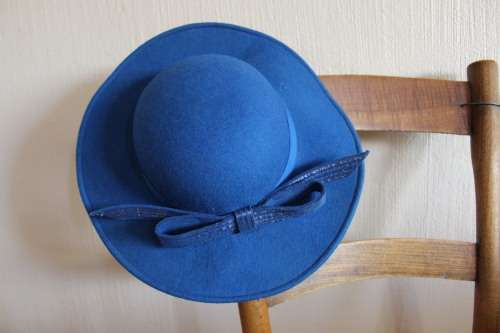 Vintage Blue Felt Hat (See Description)