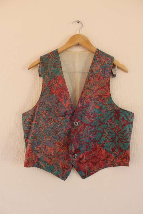 Vintage Pink and Blue 80's Waist Coat (2 to 3 XL)