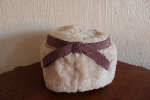 Vintage Faux Fur Hat - Purple Ribbon