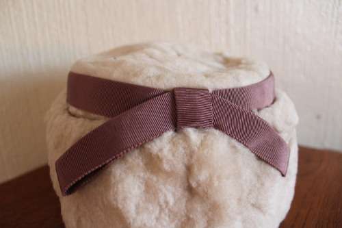 Vintage Faux Fur Hat - Purple Ribbon