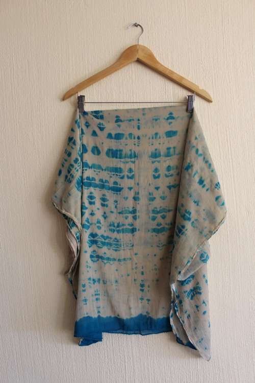 Lovely Big Boho Tie Dyed Scarf in Brown and Turquoise (45 x 200cm)