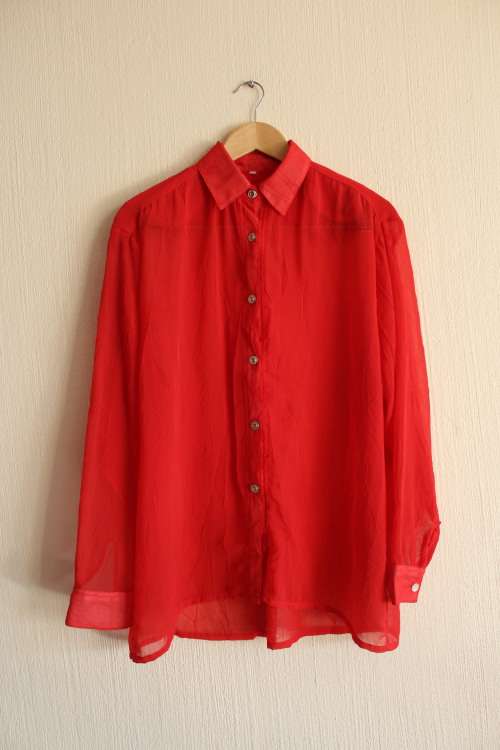 Vintage Red Semi Sheer Shirt (Large / XL)
