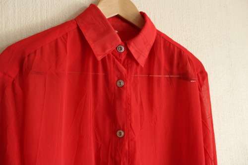 Vintage Red Semi Sheer Shirt (Large / XL)