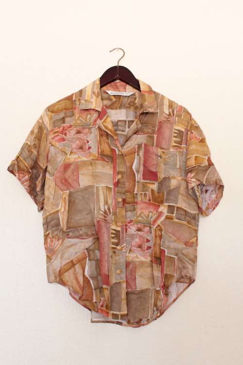 Vintage Brown and Red Button Up Shirt (Size 10)