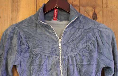 Blue H&M Zip Up Velvet Top (XS)