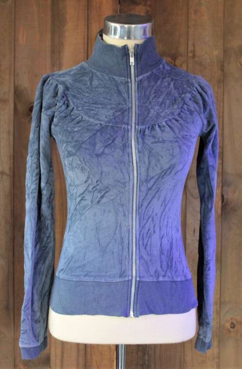 Blue H&M Zip Up Velvet Top (XS)