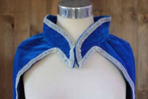 Stunning Blue Velvet Cape with Silver Lining (Free Size)