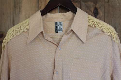 Light Orange Cowboy Shirt with Tassel Detail (Large)