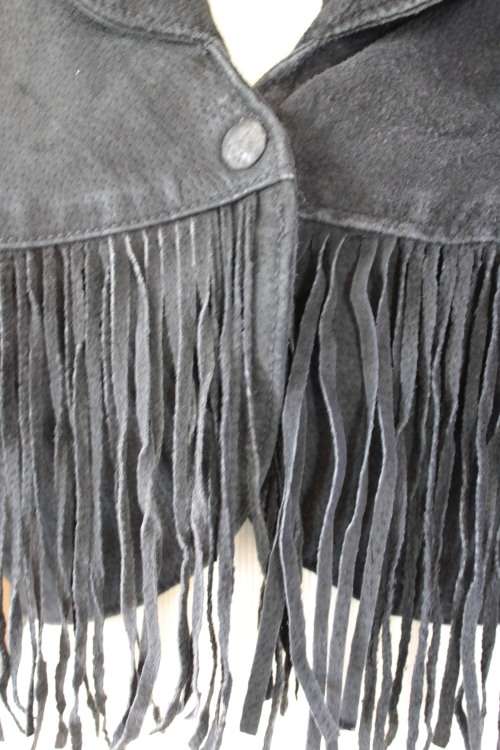 Black Leather Cropped Vintage Jacket (Medium / Large)